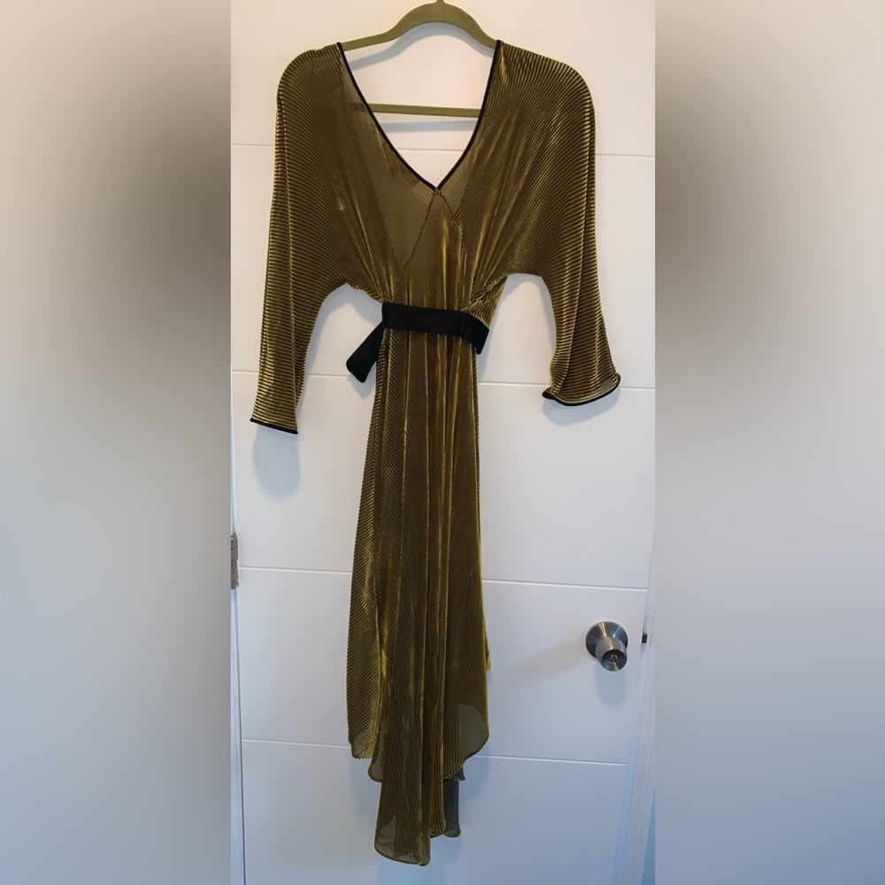 Diane Von Furstenberg DVF Velvet Eloise Golib Wrap Yellow Midi Dress XS - Picture 8 of 9